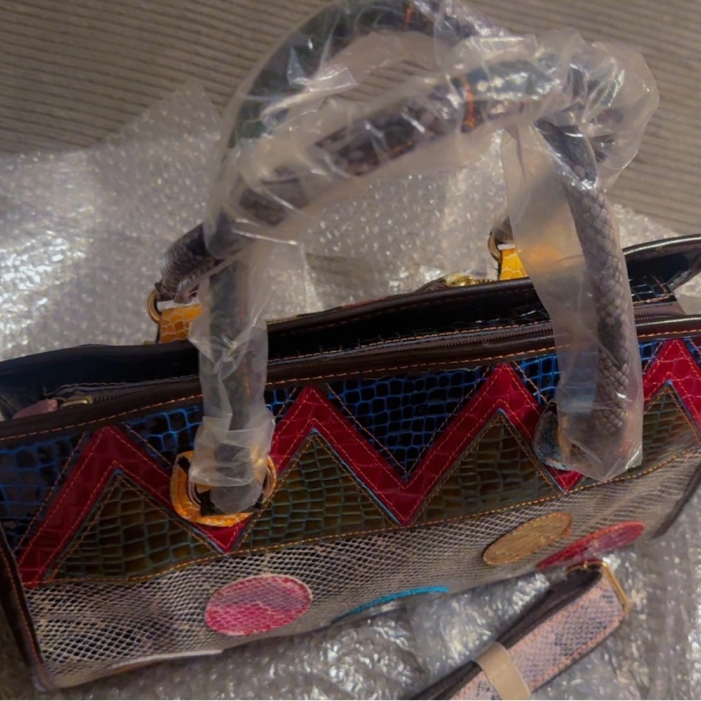 Multicolor Patchwork Shoulder Bag - image 2